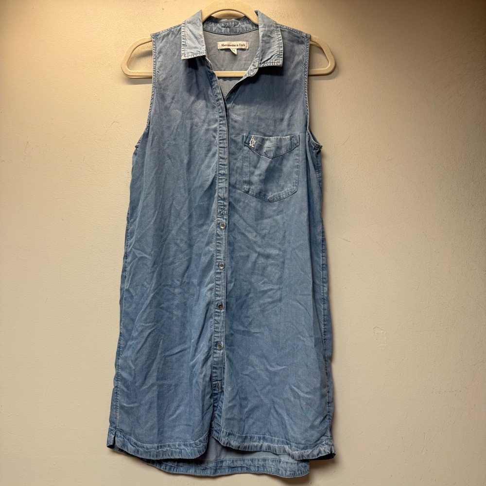 Abercrombie & Fitch Shirt Dress Women Medium Blue Excellent Sleeveless Lyocell
